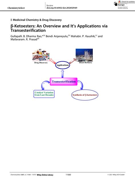 (PDF) β‐Ketoesters: An Overview and It's Applications via .